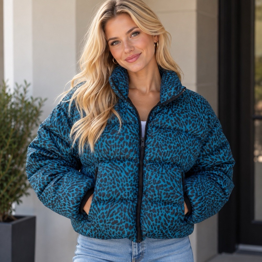 Skechers x Diane Von Furstenburg Go Shield Animal Print Athletic Puffer Size L